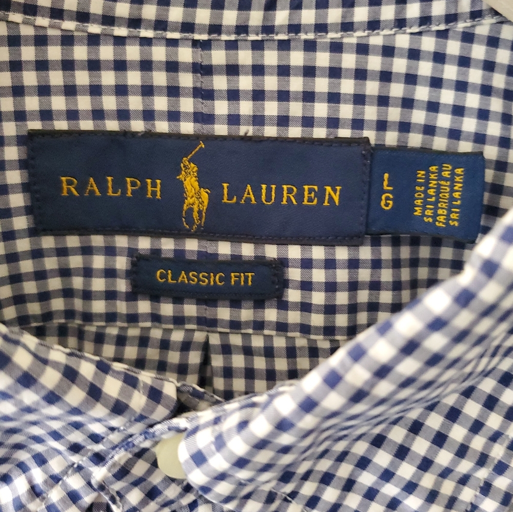 Ralph Lauren L Classic Fit Check Gingham Flags Nautical Old Money Button Shirt - Picture 2 of 10